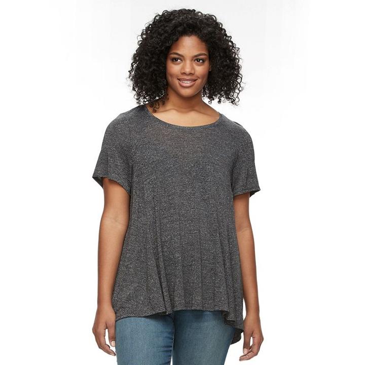 Plus Size Apt. 9&reg; Flowy Crewneck Tee, Women's, Size: 4xl, Black