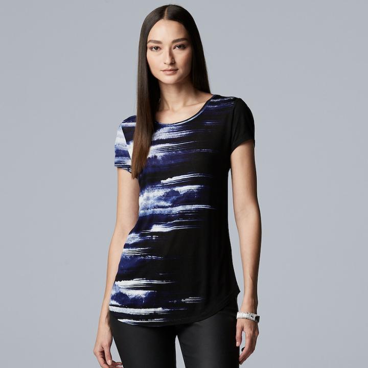Women's Simply Vera Vera Wang Essential Print Scoopneck Tee, Size: Xxl, Blue