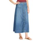 Women's Chaps A-line Jean Maxi Skirt, Size: 4, Blue