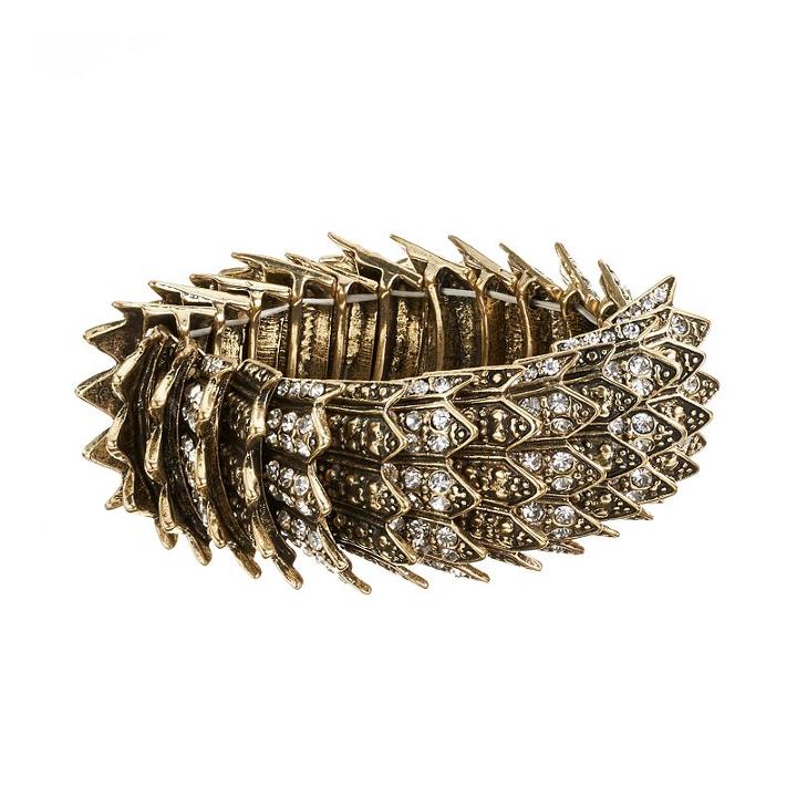 Gs By Gemma Simone Gold Tone Simulated Crystal Spike Stretch Bracelet, Women's, White