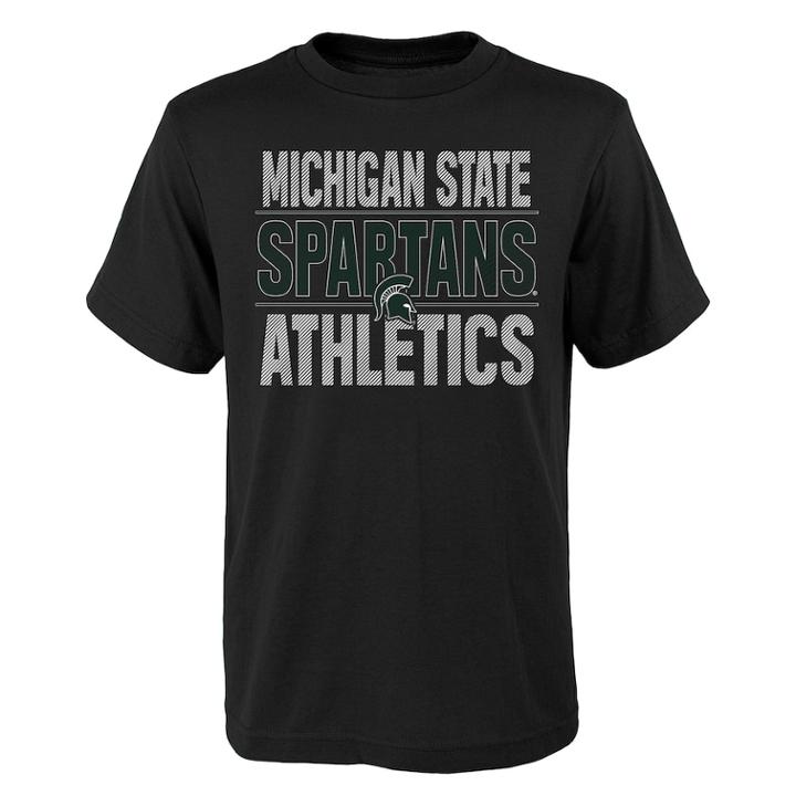 Boys' 4-18 Michigan State Spartans Light Streaks Tee, Size: 6-7, Black