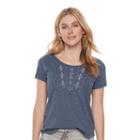 Women's Sonoma Goods For Life&trade; Embroidered Eyelet Tee, Size: Large, Dark Blue