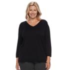 Plus Size Croft & Barrow&reg; V-neck Pullover, Women's, Size: 1xl, Black