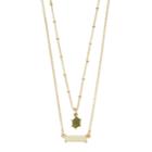 Lc Lauren Conrad Green Stone Double Strand Bar Necklace, Women's, Multicolor