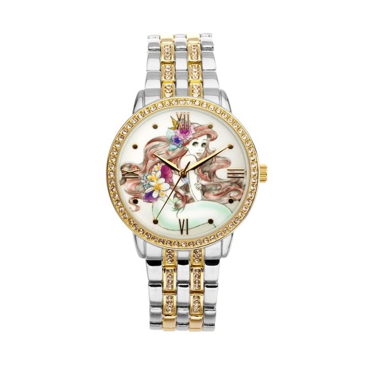 Disney Princess Ariel Women's Crystal Two Tone Watch, Size: Large, Multicolor