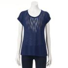 Women's Apt. 9&reg; Marled Cuff Tee, Size: Large, Blue