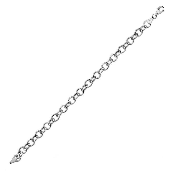Sterling Silver Chain Bracelet - 8-in, Women's, Size: 8, Grey