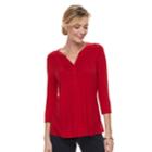 Women's Croft & Barrow&reg; Pleated Henley Top, Size: Xxl, Med Red
