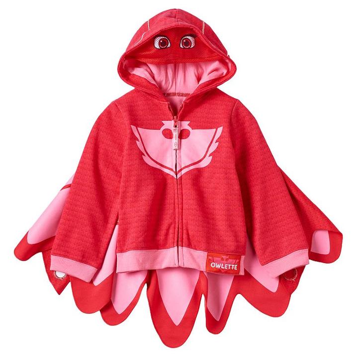 Girls 4-6x Pj Masks Owlette Fleece-lined Zip-up Mask Hoodie With Detachable Wings, Girl's, Size: 5, Pink