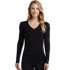Women's Cuddl Duds Softwear V-neck Top, Size: Small, Black