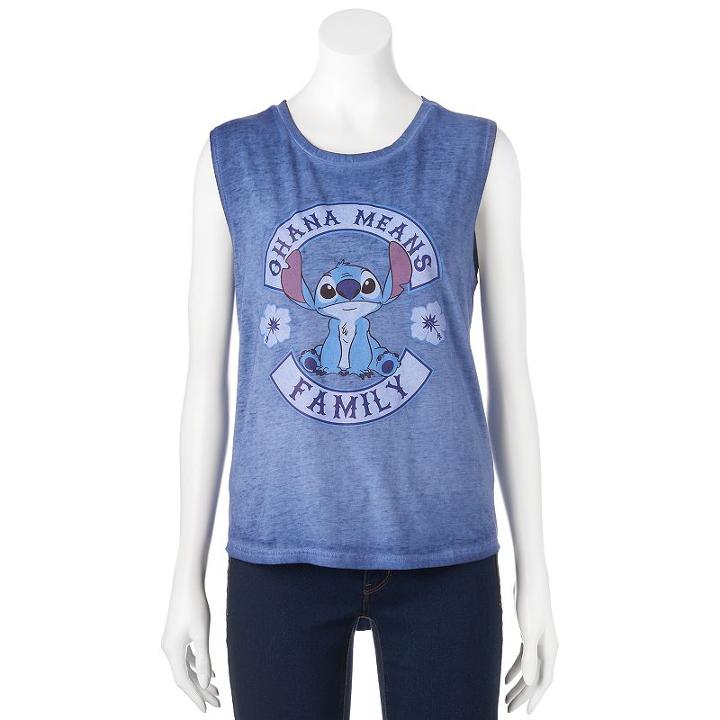 Disney's Lilo & Stitch Juniors' Ohana Graphic Tank, Girl's, Size: Small, Blue (navy)