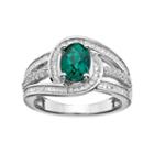 Sterling Silver Lab-created Emerald & White Sapphire Swirl Ring, Women's, Size: 6, Green