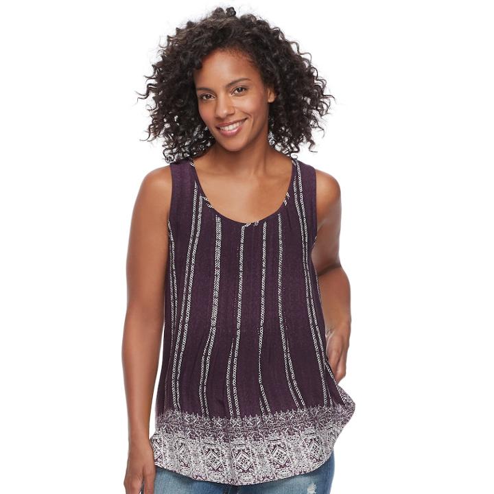 Women's Sonoma Goods For Life™ Print Pintuck Tank, Size: Xl, Drk Purple