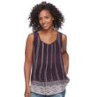 Women's Sonoma Goods For Life&trade; Print Pintuck Tank, Size: Xl, Drk Purple