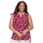 Plus Size Croft & Barrow&reg; Print Popover Sleeveless Top, Women's, Size: 2xl, Dark Pink