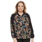 Plus Size Ab Studio Floral Bomber Jacket, Women's, Size: 0x, Ovrfl Oth