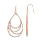 Lab-created White Sapphire 18k Rose Gold Over Silver Teardrop Earrings, Women's