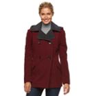 Women's Braetan Two Tone Hooded Peacoat, Size: Medium, Red Other