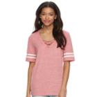 Juniors' So&reg; Lace-up Varsity Tee, Teens, Size: Xxs, Med Red