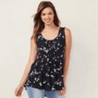 Women's Lc Lauren Conrad Print Lace-trim Tunic Tank, Size: Xs, Oxford