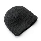 Sijjl Women's Cable-knit Floral Wool Beanie, Black
