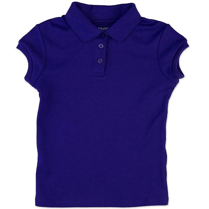 Girls 4-16 & Plus Chaps School Uniform Picot Polo Shirt, Girl's, Size: 8-10, Drk Purple