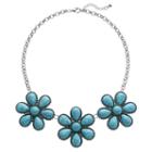 Simulated Turquoise Flower Statement Necklace, Women's, Multicolor