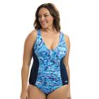 Plus Size Dolfin Aquashape Tummy Slimmer One-piece Swimsuit, Women's, Size: 18, Light Blue