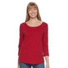 Women's Croft & Barrow&reg; Button-tab Scoopneck Tee, Size: Xl, Med Red