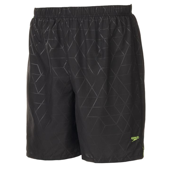 Men's Speedo Geometric Tech Stretch Volley Swim Shorts, Size: Medium, Black