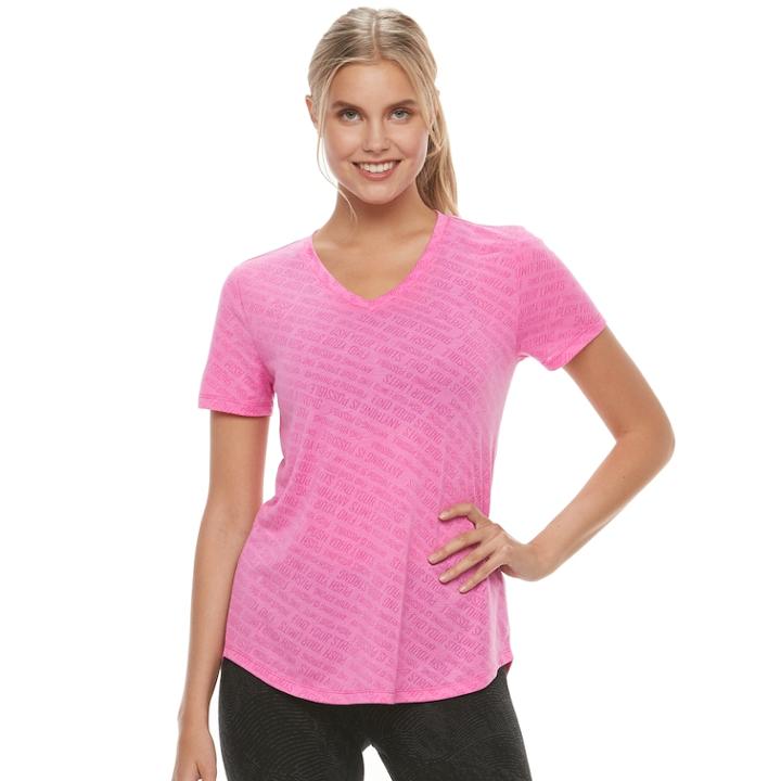 Women's Tek Gear&reg; Easy Burnout V-neck Yoga Tee, Size: Xs, Brt Pink