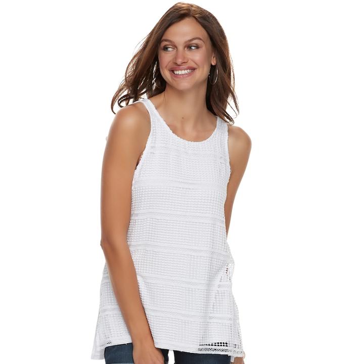 Women's Apt. 9&reg; Lace Overlay Tank, Size: Large, White