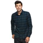 Men's Apt. 9&reg; Modern-fit Plaid Brushed Flannel Button-down Shirt, Size: Small, Turquoise/blue (turq/aqua)