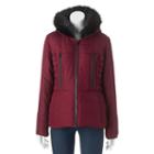Juniors' Pink Envelope Faux-fur Puffer Jacket, Girl's, Size: Xs, Red