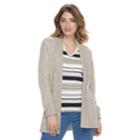 Women's Croft & Barrow&reg; Basketweave Cardigan Sweater, Size: Small, Light Grey