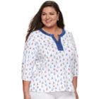 Plus Size Cathy Daniels Sailboat Print Top, Women's, Size: 2xl, White And Blue