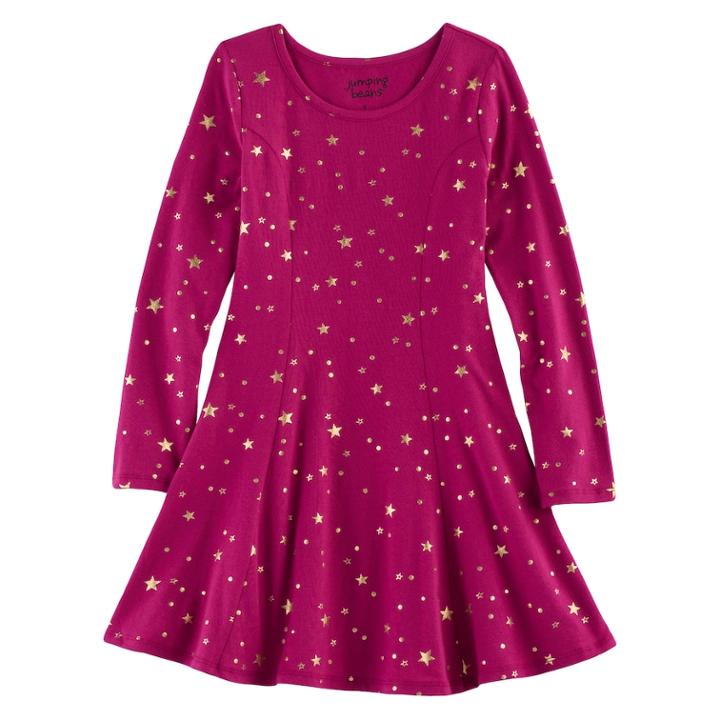 Girls 4-10 Jumping Beans&reg; Princess Seam Dress, Size: 10, Dark Pink