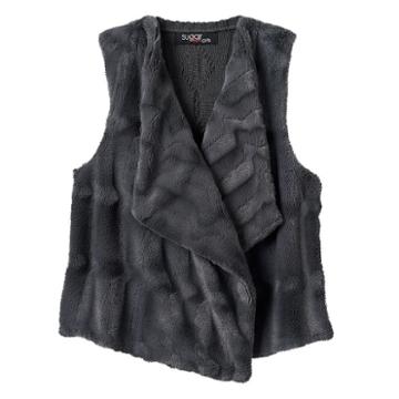 Girls 7-16 Sugar Rush Draped Faux-fur Open-front Vest, Girl's, Size: Small, Grey