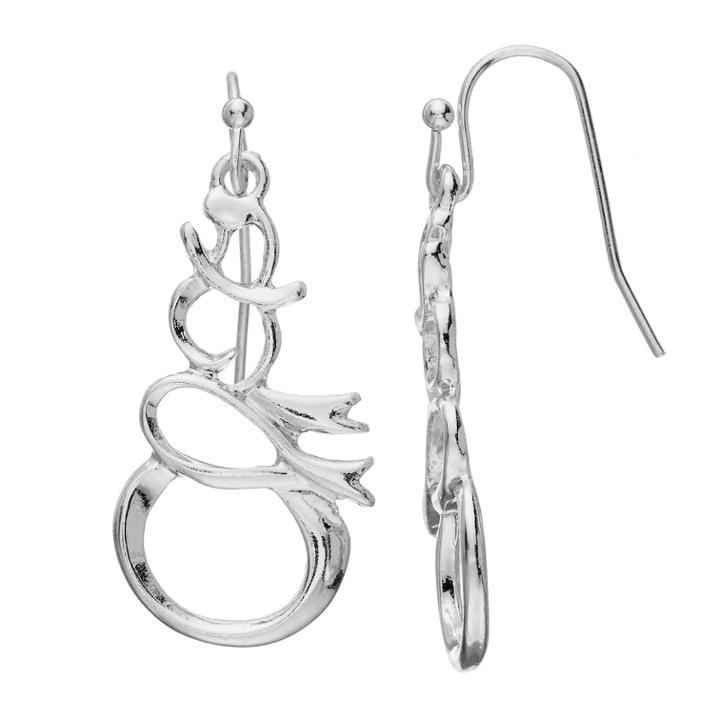 Open Snowman Nickel Free Drop Earrings, Women's, Silver