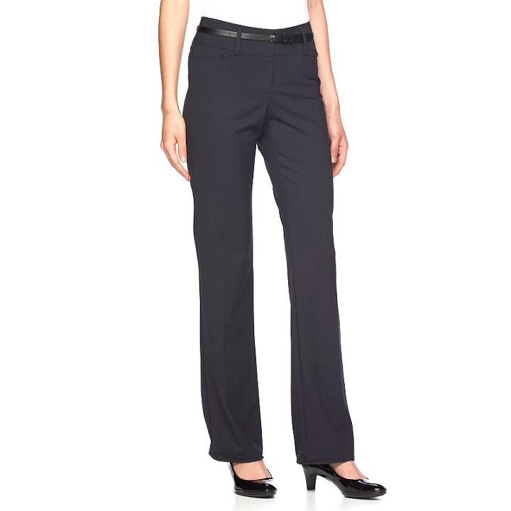 Women's Apt. 9&reg; Modern Fit Belted Dress Pants, Size: 12, Blue