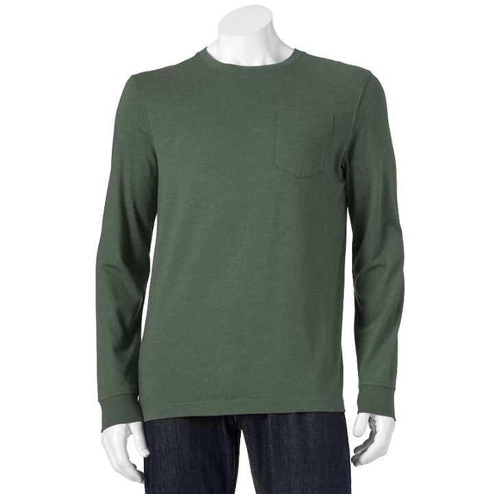 Men's Croft & Barrow&reg; Solid Pocket Tee, Size: Large, Dark Green