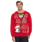 Big & Tall Kitty Kardigan Fleece Holiday Sweatshirt, Men's, Size: 3xl Tall, Brt Red