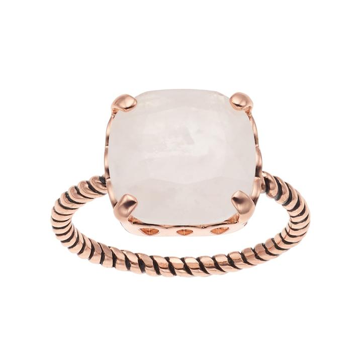 Olive & Ivy Rose Quartz Antiqued Band Ring, Women's, Size: 7, Pink