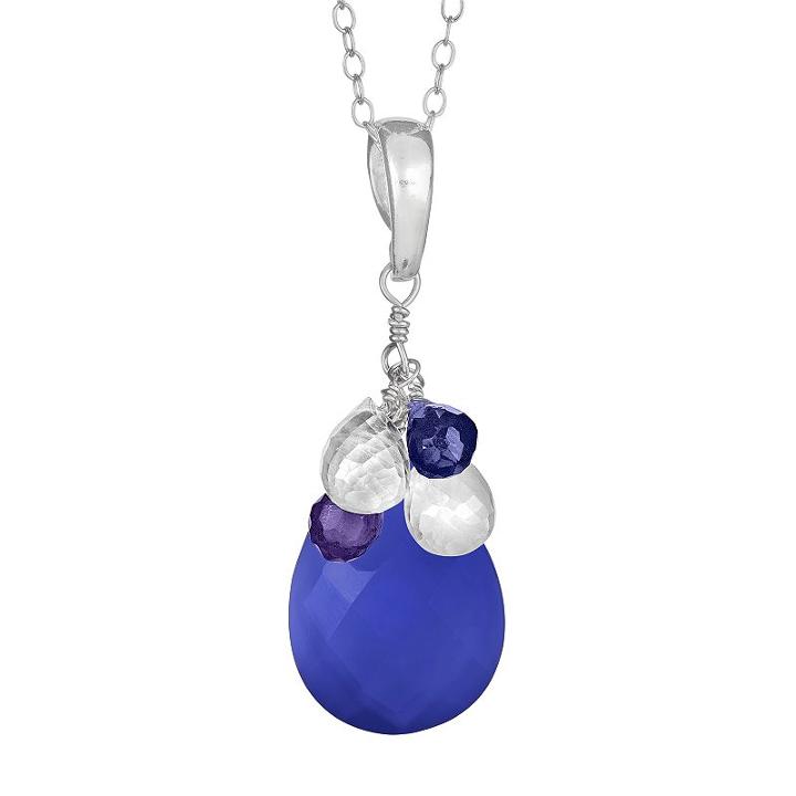 Sterling Silver Gemstone Briolette Pendant, Women's, Size: 18, Blue