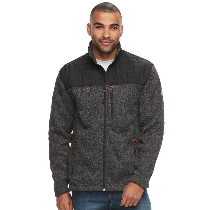 Big & Tall Free Country Colorblock Quilted Sweater Knit Jacket, Men's, Size: 2xb, Black