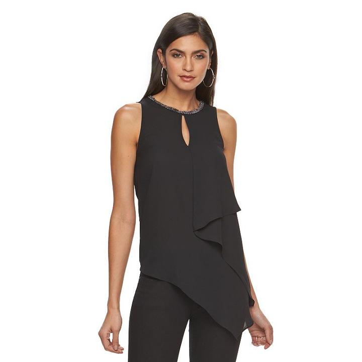Women's Jennifer Lopez Embellished Asymmetrical Top, Size: Xl, Black
