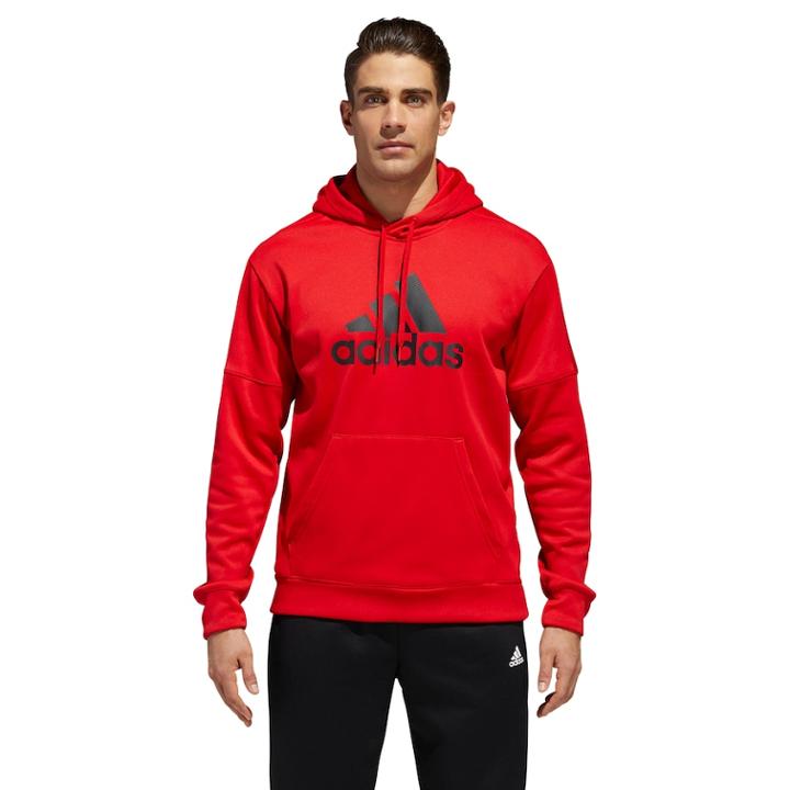Men's Adidas Logo Pull-over Fleece Hoodie, Size: Small, Med Red