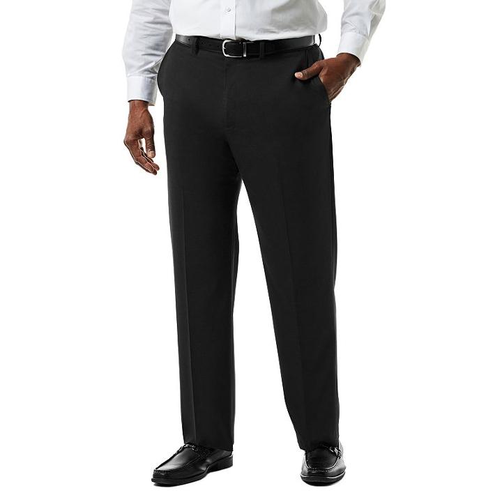 Big & Tall J.m. Haggar Premium Classic-fit Sharkskin Stretch Flat-front Suit Pants, Men's, Size: 48x32, Black