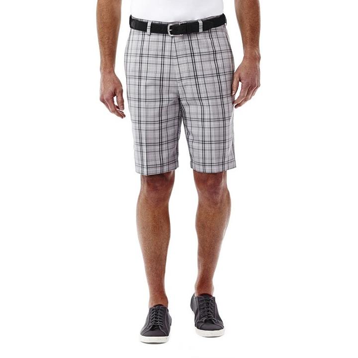 Men's Haggar&reg; Cool 18&reg; Flat-front Plaid Shorts, Size: 40, Grey Other