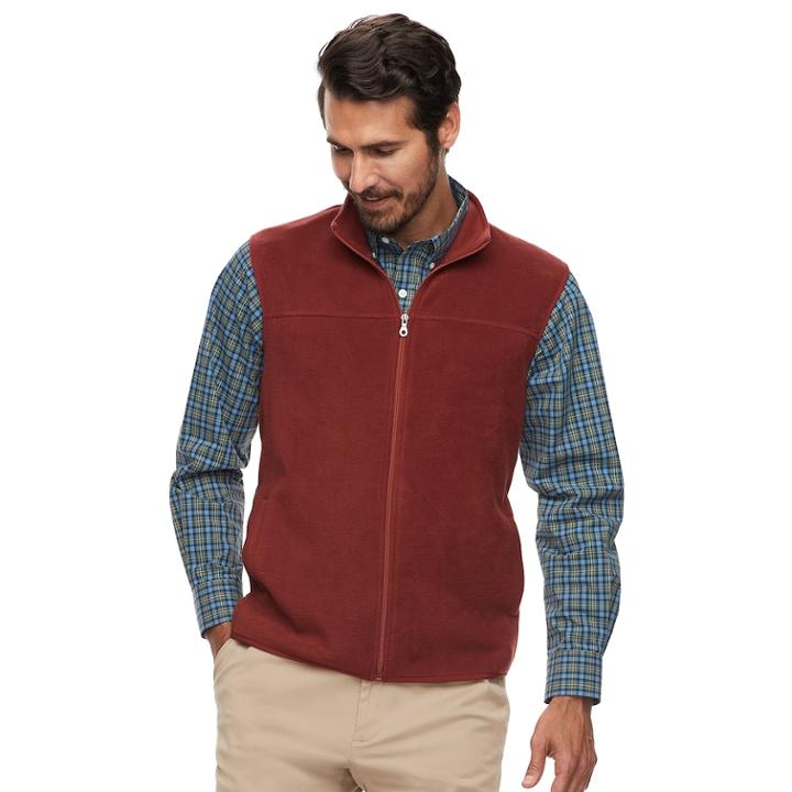 Men's Croft & Barrow&reg; Arctic Fleece Classic-fit Easy-care Vest, Size: Xl, Dark Red